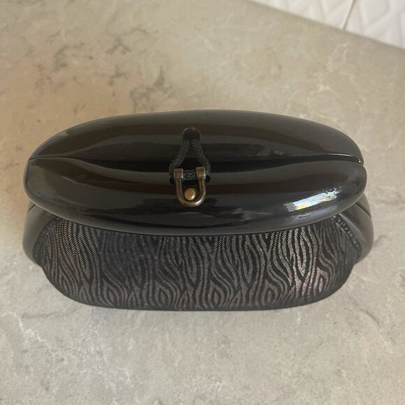 One-Of-A-Kind Black And Gold Timmy Woods Clutch - Picture 3 of 6